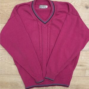 Vintage Cable Knit Pink Cotton Sweater 90s Sweater